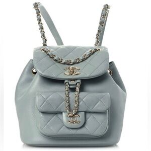 NEW CHANEL Light Blue Duma Lambskin Backpack